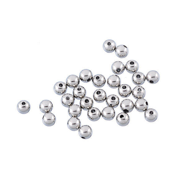50 Perlen Edelstahl 4mm, 5mm oder 6mm