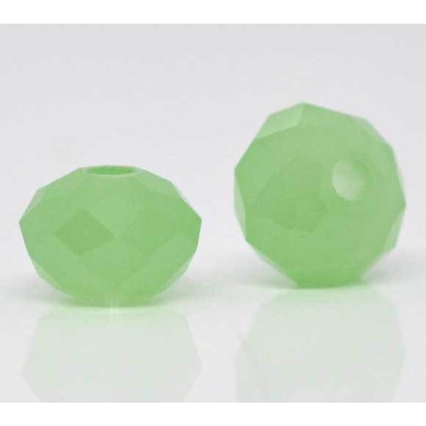10 geschliffene Glasperlen, hellgrün, Glas, Perlen, 8x6mm