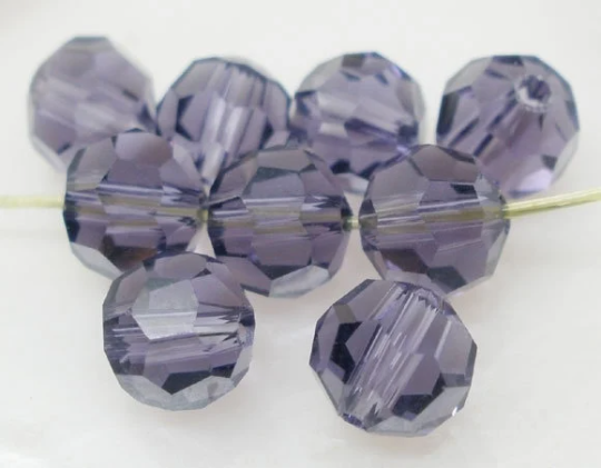 20 geschliffene Glasperlen. facettiert, lila, Glas, 6mm